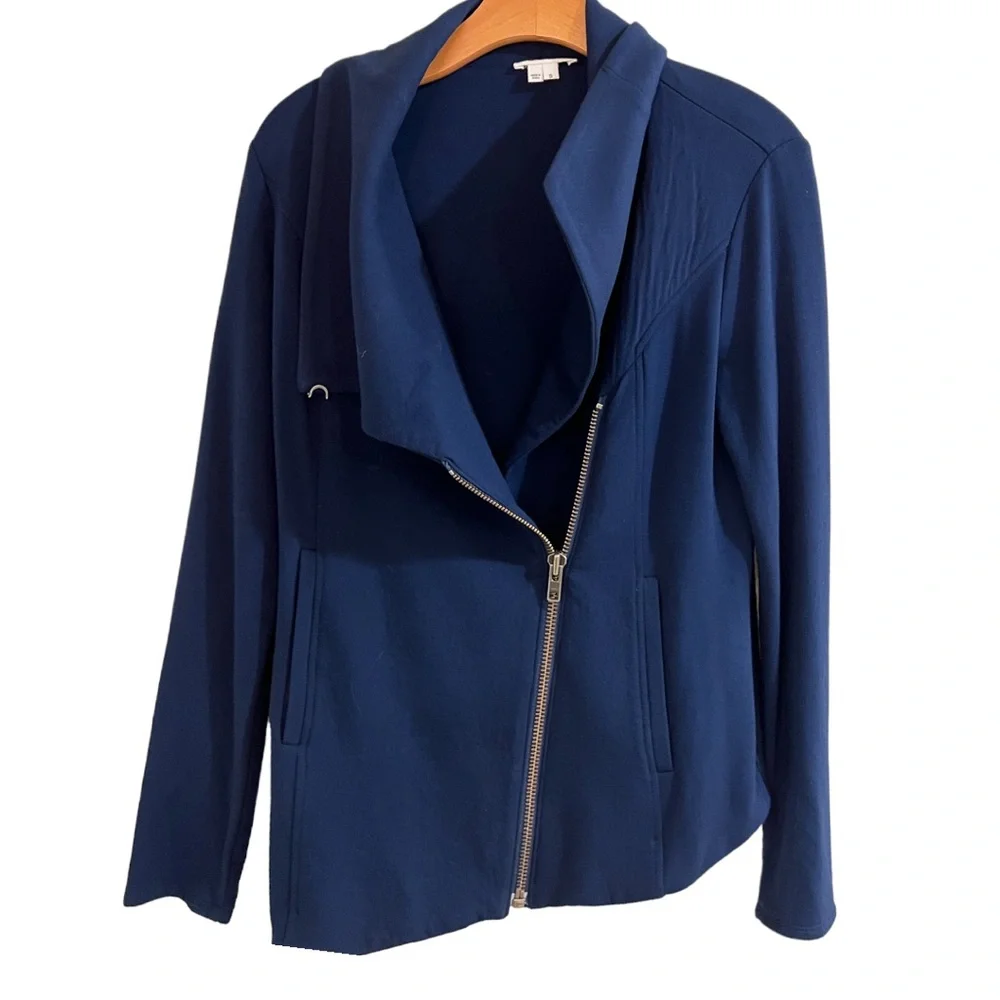 Helmut Lang Villous Jacket Sweatshirt Biker Minimalist Navy Blue Small S EUC - Picture 5 of 10